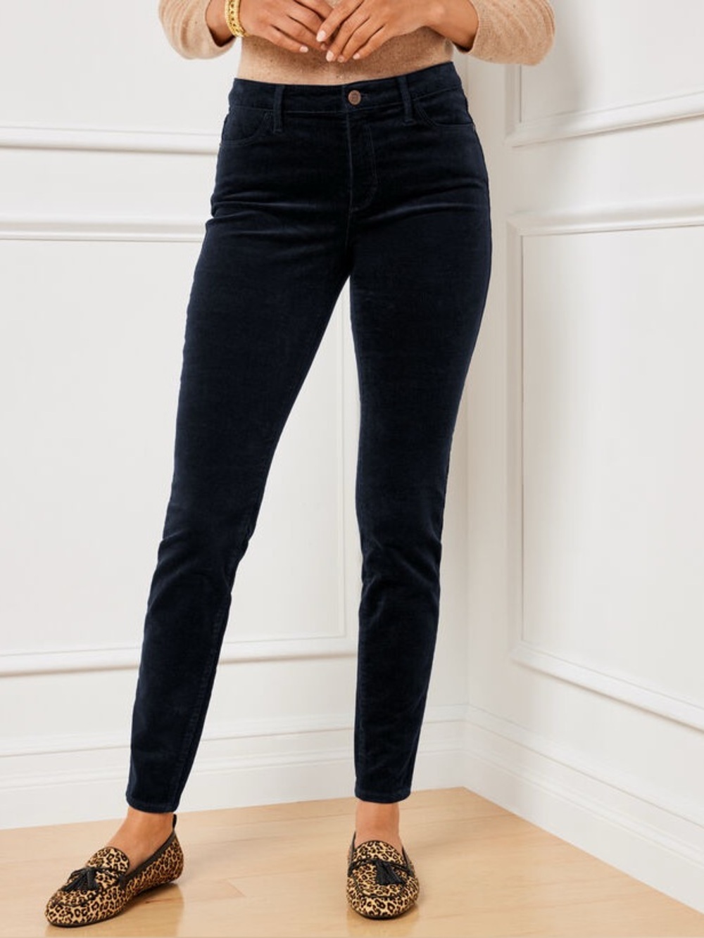 Talbots High Waist Black Corduroy Ankle Jeggings SZ 4 Dark Academia Classic Prep